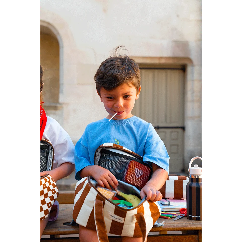 Lunch Bag isotherme - Rayures Marron beige - Mon petit Léon