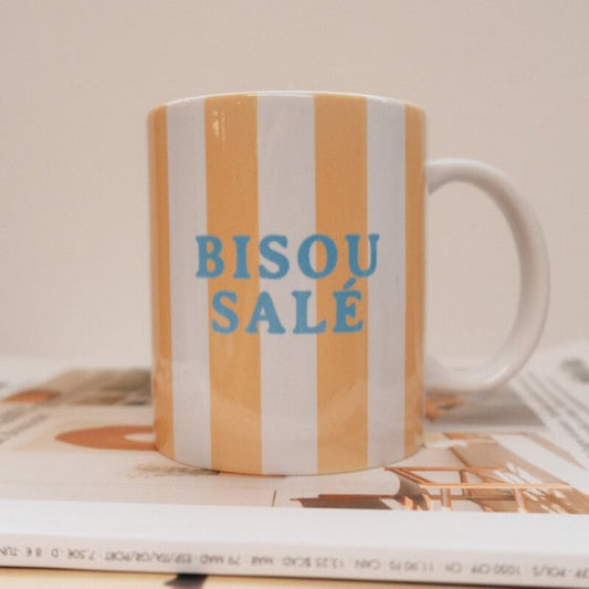 Mug - Bisou salé - rayures jaunes - Breizh club