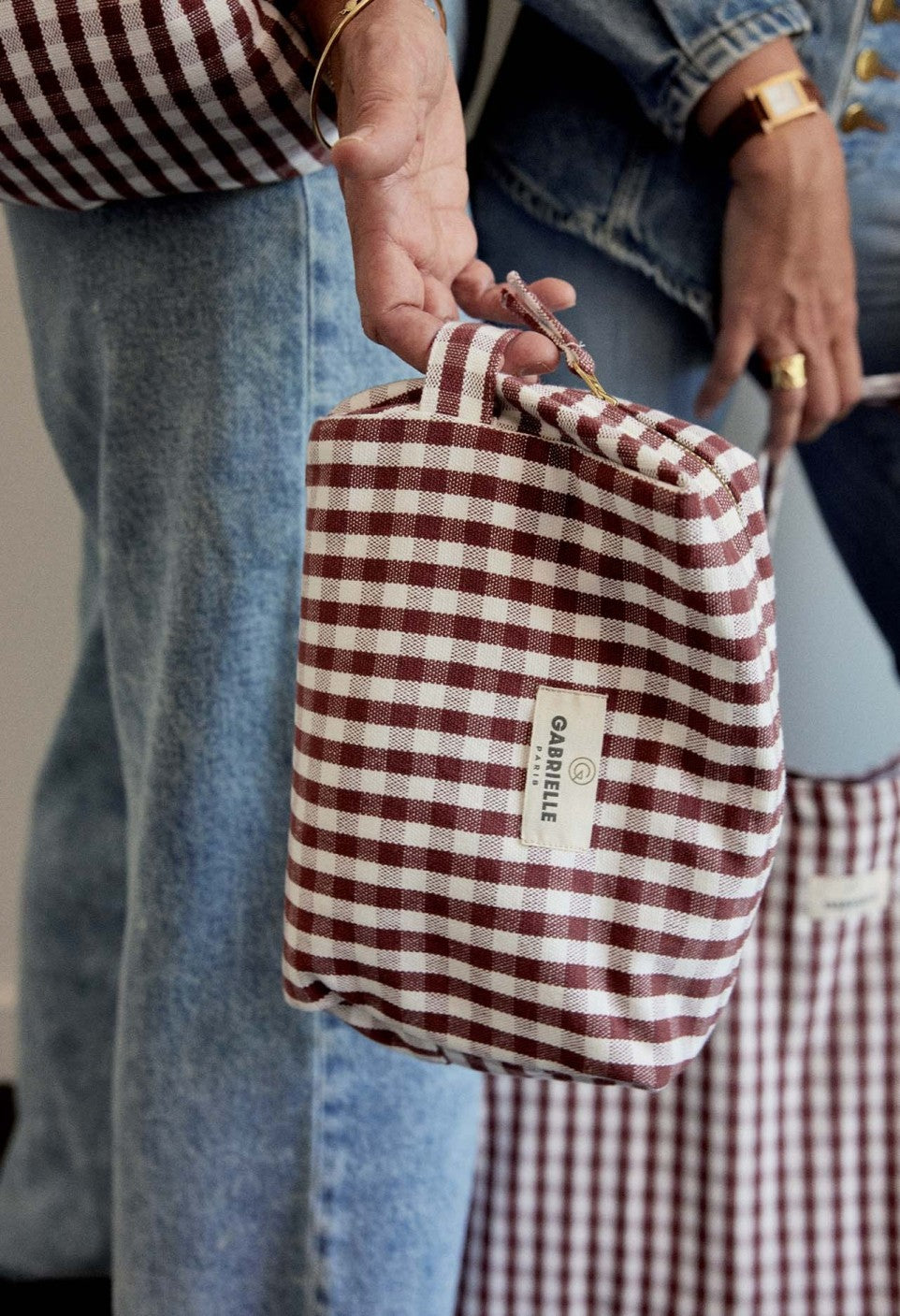 Trousse de toilette - Vichy bordeaux - Gabrielle Paris