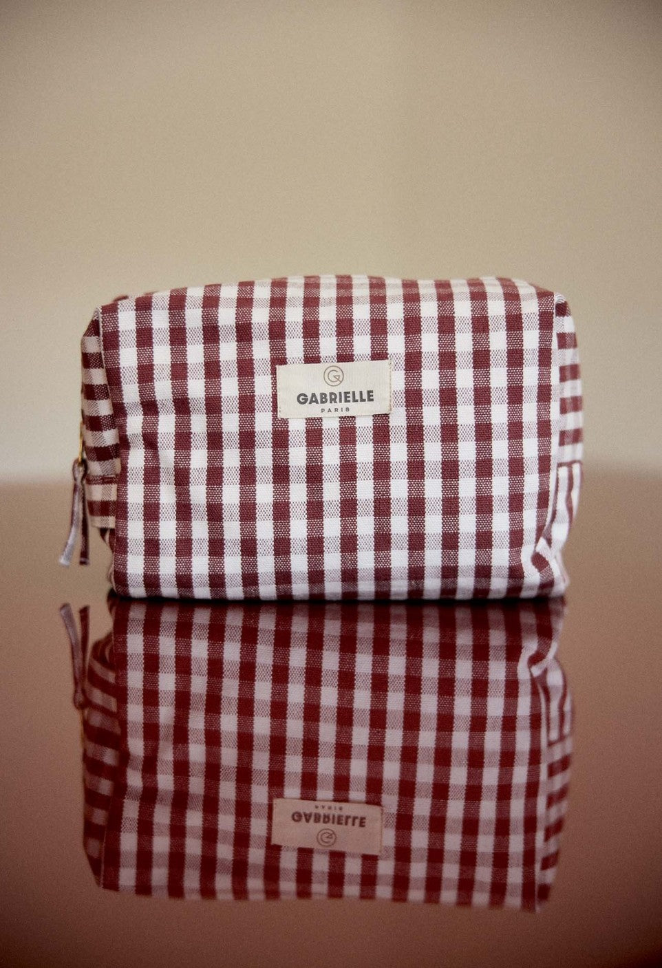 Trousse de toilette - Vichy bordeaux - Gabrielle Paris