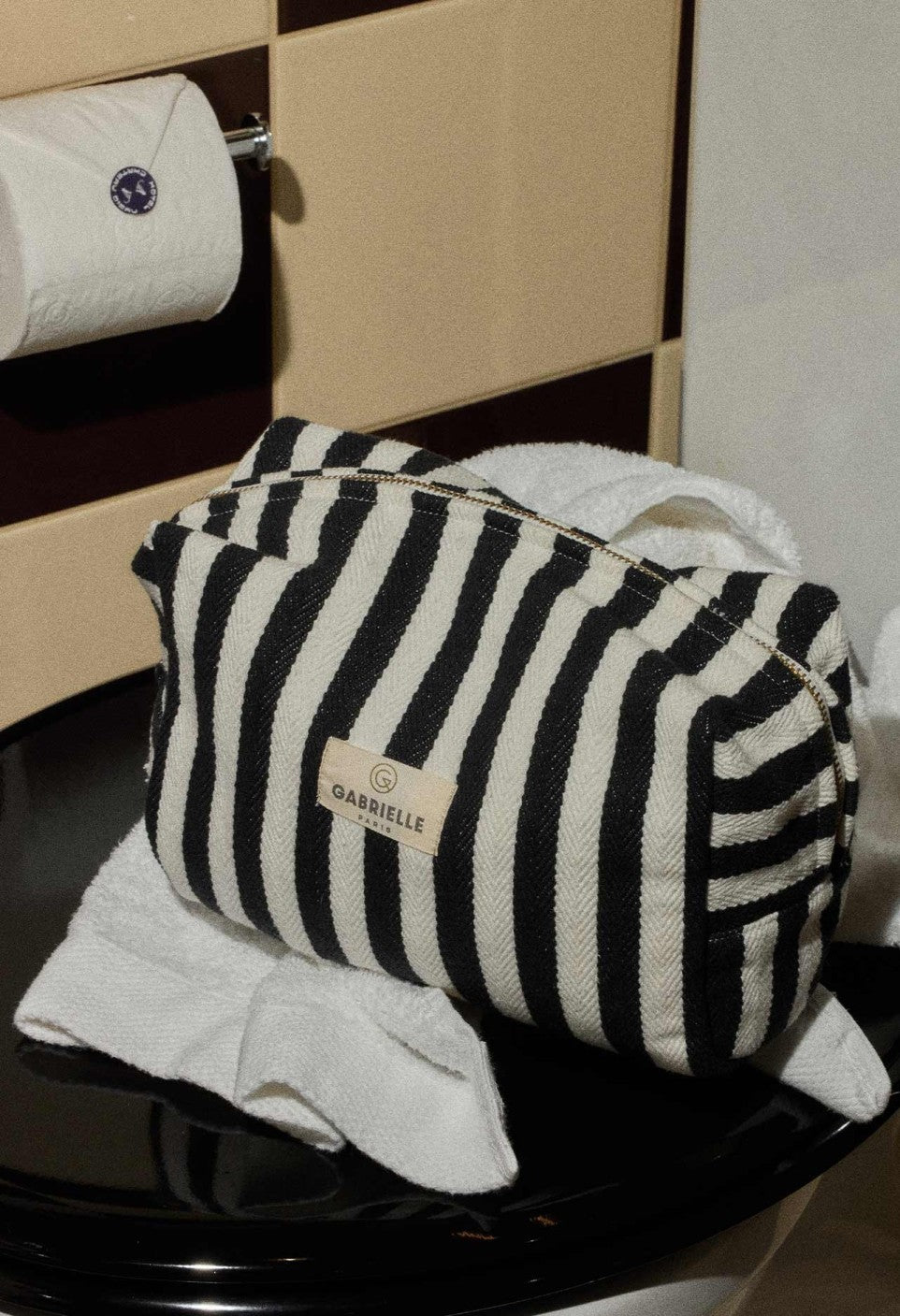 Trousse de toilette - Rayures noires - Gabrielle Paris